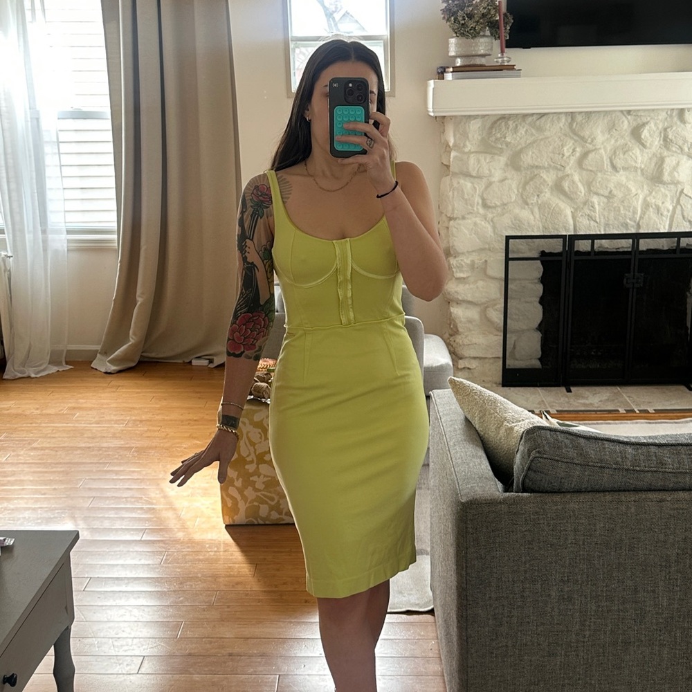 Armani Exchange Neon Green Corset Dress Size Medium
